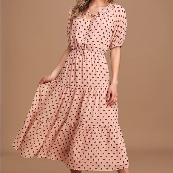 Lulus Dresses & Skirts - Lulu’s pink polka dot midi dress